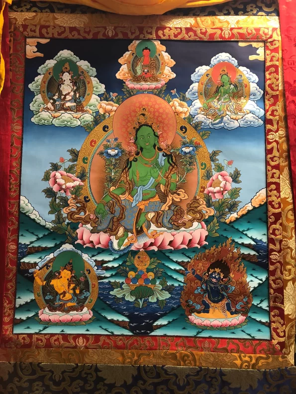 Green Tara Thangka Painting